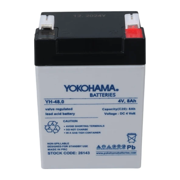 YOKOHAMA YH-48.0 4 VOLT - 8 AMPER KURU AKÜ (68 X 45 X 95 MM) - 3