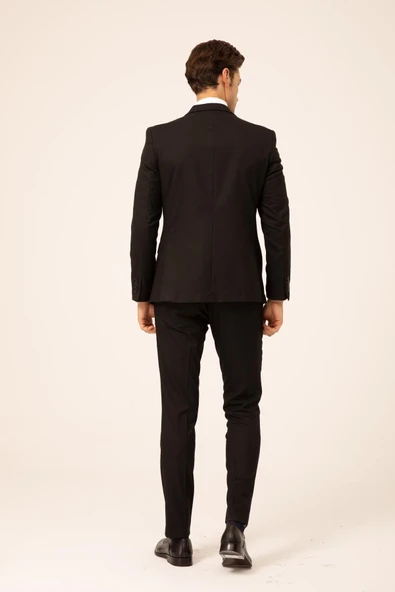 Slim Kalıp Düz Takım Elbise - 3