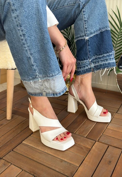 Cica Beyaz Cilt Topuklu Ayakkabı - 2