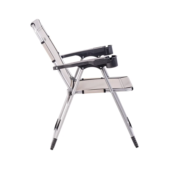 Katlanabilir Piknik ve Kamp Sandalyesi - Bardaklıklı - Rock - Kestane (A-22)- 140KG Taşıma - Resim 3