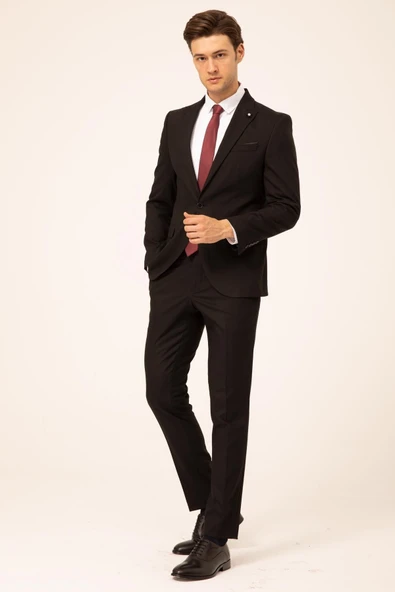 Slim Kalıp Düz Takım Elbise - 5