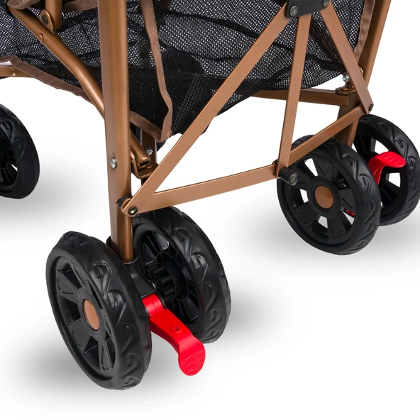 Comfymax Tam Yatar Baston Bebek Arabası – Dark Red - 11