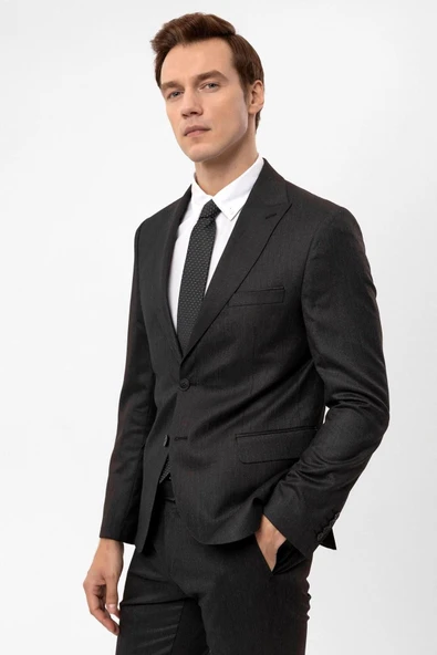 Slimfit Armürlü Takım Elbise - 4
