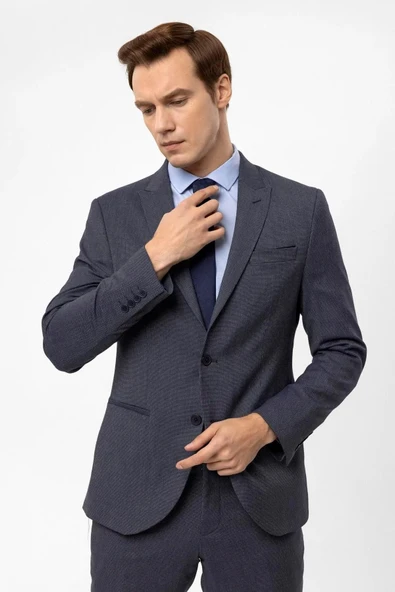 Slimfit Armürlü Takım Elbise - 5