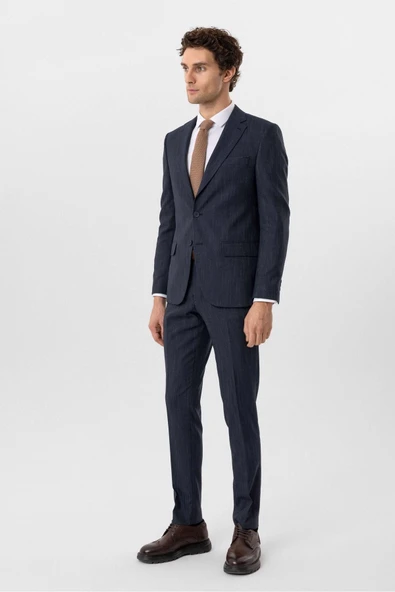 Slimfit Desenli Takım Elbise - 5