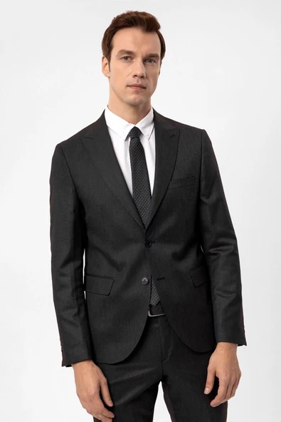 Slimfit Armürlü Takım Elbise - 5