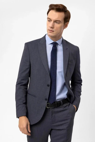 Slimfit Armürlü Takım Elbise - 7