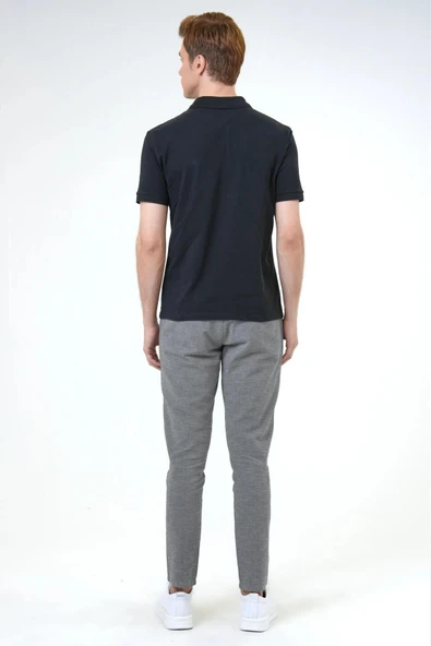 Polo Yaka Slim Kalıp Armürlü Tişört - 7