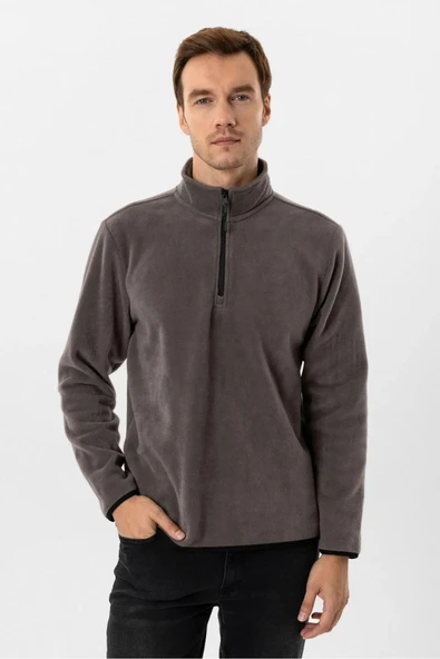 Sivri Yaka Regular Kalıp Düz Sweatshirt - 9