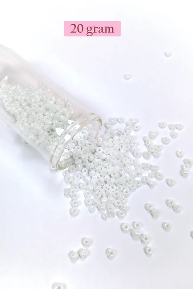 Dökme Cam Kum Boncuk (8/0) 3 mm - 20 Gram - İnci Beyaz - BNC145