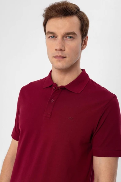 Polo Yaka Slim Kalıp Armürlü Tişört - 4