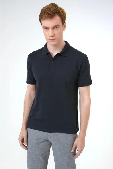 Polo Yaka Slim Kalıp Armürlü Tişört - 8