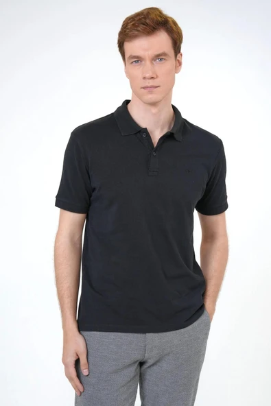 Polo Yaka Slim Kalıp Armürlü Tişört - 9