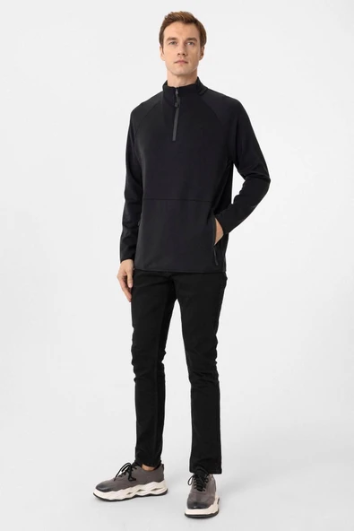 Yarım Balıkçı Yaka Regular Kalıp Düz Triko - 5