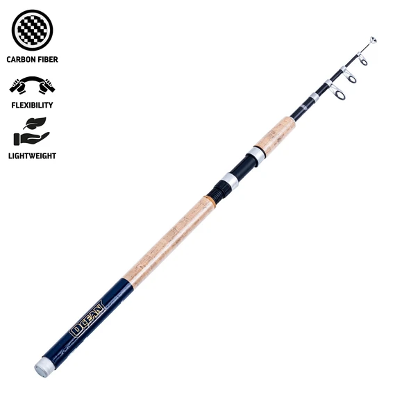 Teleskopik Karbon Spin Olta Kamışı - 210cm 40/80 Gr - Mantar Sap - Ocean