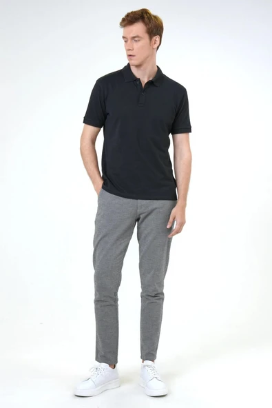 Polo Yaka Slim Kalıp Armürlü Tişört - 6