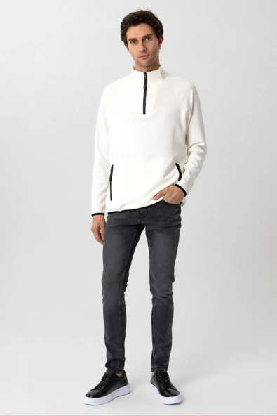 Yarım Balıkçı Yaka Regular Kalıp Düz Triko - 8