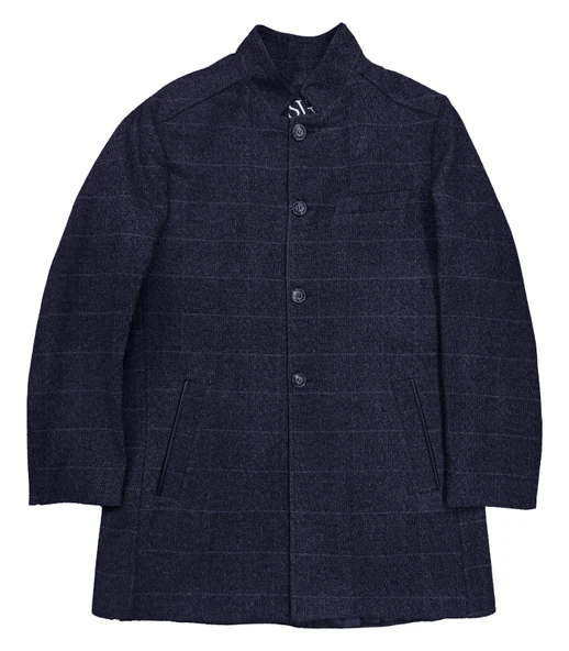 Süvari Bol Kesim Yünlü Ekose Siyah Erkek Kaban - 4