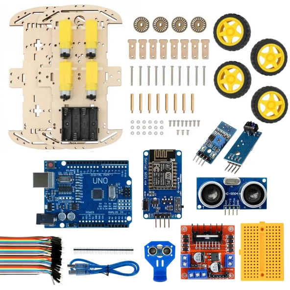 Arduino Uyumlu 4 Teker Robot Araba Kodlama Seti 4WD-WiFi (Kutulu ve E-Kitaplı) - 3