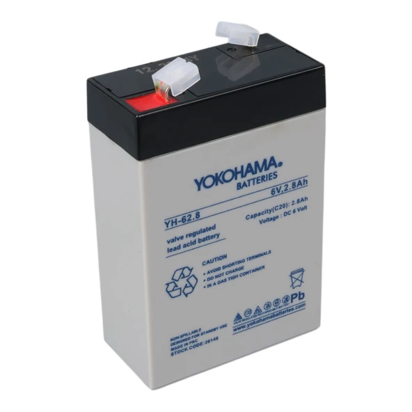 YOKOHAMA YH-62.8 6 VOLT - 2.8 AMPER DİK AKÜ (66 X 33 X 97 MM)