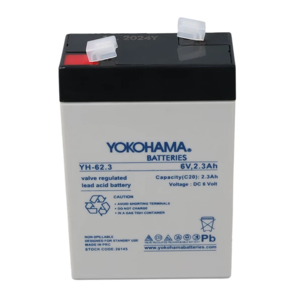 YOKOHAMA YH-62.3 6 VOLT - 2.3 AMPER AKÜ (101 X 66 X 33 MM) - 3