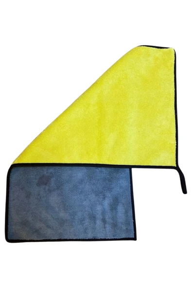 AutoFresh Çift Kat Mikrofiber Oto Kurulama Havlusu 30x60 Cm 800gsm (kenarı Biye ) Gri Sarı - 6