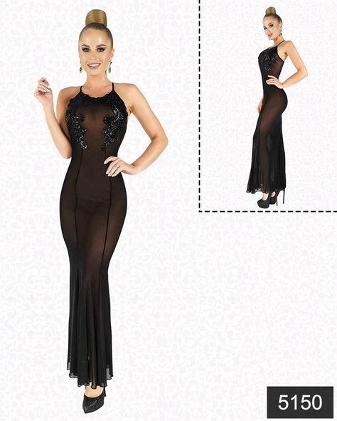 Aria's Closet Göğüs Dekoltesi Sim Güpürlü Gecelik