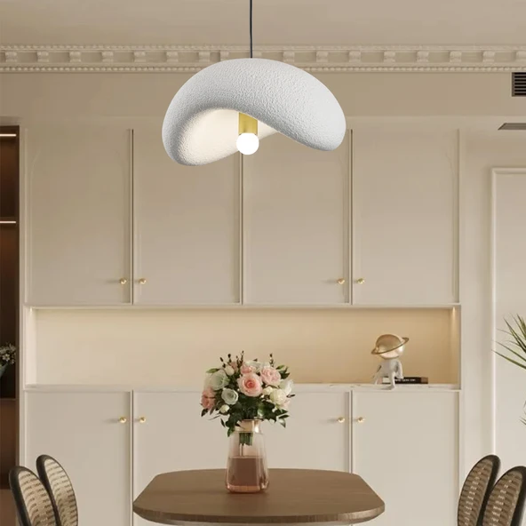 Apliqa Voliny Tekli Beyaz Beton Modern Sarkıt Oturma Odası Salon Sarkıt Avize - 1