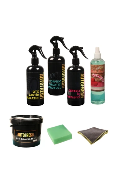 AutoFresh 7'li Araç Temizlik Bakım Seti Oto Bakım Seti (LASTİK, TORPİDO, KOLTUK TAVAN VE ZEMİN) - 6