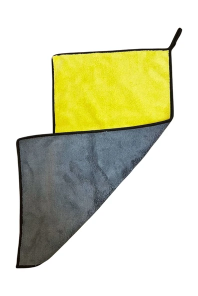 AutoFresh Çift Kat Mikrofiber Oto Kurulama Havlusu 30x60 Cm 800gsm (kenarı Biye ) Gri Sarı - 5
