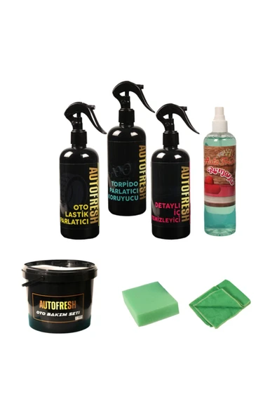 AutoFresh 7'li Araç Temizlik Bakım Seti Oto Bakım Seti (LASTİK, TORPİDO, KOLTUK TAVAN VE ZEMİN)