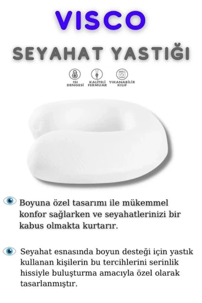 AutoFresh SEYAHAT YASTIĞI VİSCO ORTOPEDİK BOYUN YASTIĞI  YUMUŞAK ARAÇ  BOYUNLUĞU