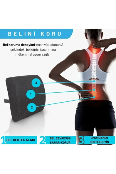 AutoFresh ORTOPEDİK ARAÇ OTO BEL DESTEK MİNDER YASTIĞI SIRT MİNDERİ OFİS SANDALYE DESTEĞİ - 4