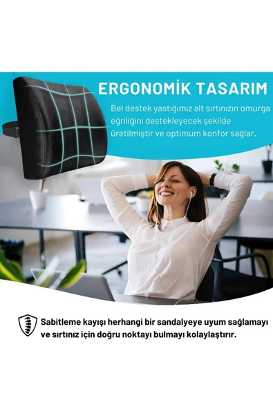 AutoFresh ORTOPEDİK ARAÇ OTO BEL DESTEK MİNDER YASTIĞI SIRT MİNDERİ OFİS SANDALYE DESTEĞİ - 6