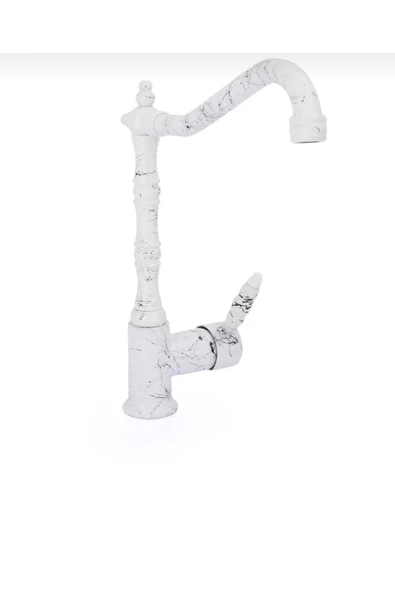 Beyaz Mermer Mutfak Bataryası Evye Musluğu Zen Design Rustik Mutfak Musluğu - Resim 2