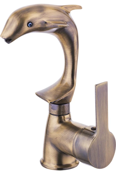 Lavabo Bataryası Yunus Balığı Tasarım Banyo Musluğu Özel Üretim Lavabo Musluk Gümüş Renk - Resim 2