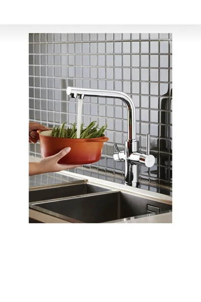 Arıtmalı Musluk Arıtmalı Evye Bataryası Modern Premium Tasarım Arıtıcılı Batarya Silver Gümüş - Resim 2