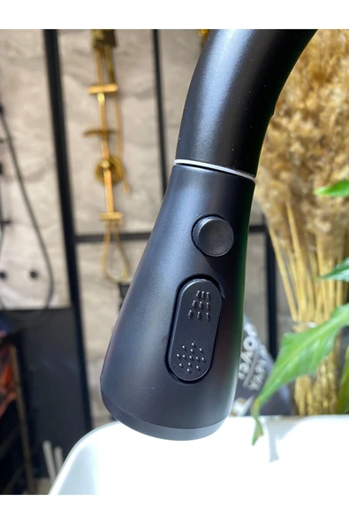 Siyah Spiralli Mutfak Bataryası Spiralli Evye Musluk Uzayan Batarya Tazzik Ve Basınç Ayarlı Musluk - Resim 4