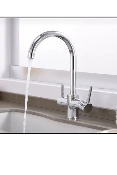 Arıtmalı Batarya Arıtmalı Mutfak Musluğu Arıtıcılara Uygun Evye Bataryası Gümüş Renk - Resim 2