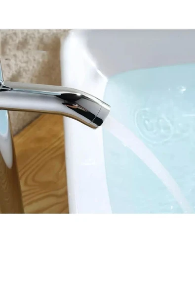 Çanak Lavabo Bataryası Gümüş Lavabo Bataryası Yüksek Çanak Lavabo Musluğu Garantili Modern Tasarım - 4