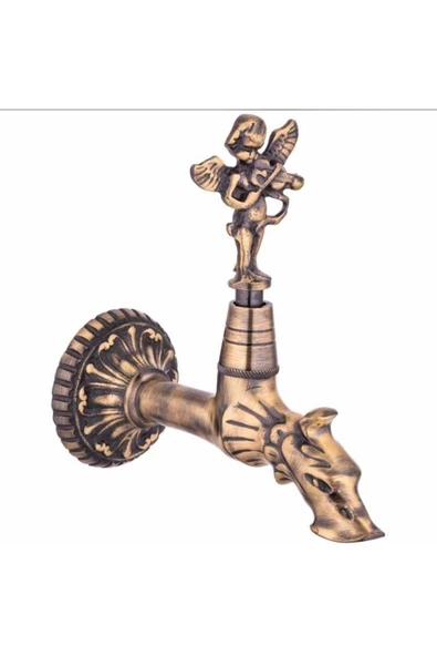 Kurna Musluğu Hamam Musluğu Antik Renk Premium Melek Tasarım Komple Pirinç ürün görseli