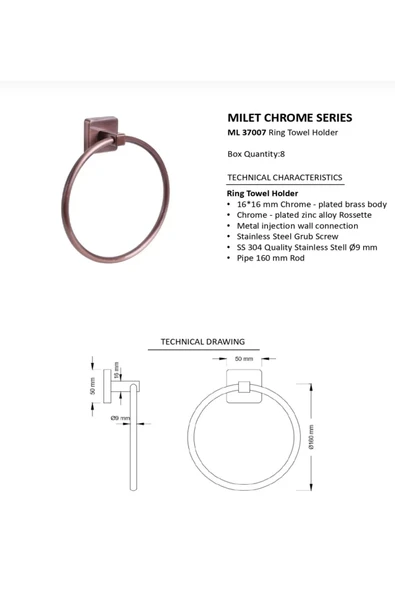 Banyo Havluluk Mat Bakır Bronz Banyo Askılık Antik Bakır Banyo Havluluğu - 2