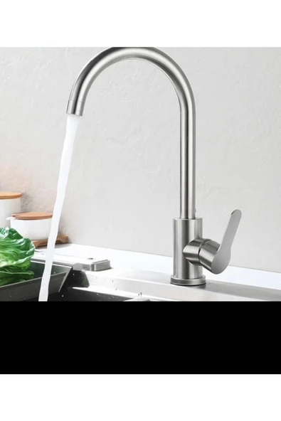 Mutfak Bataryası Mat Krom Evye Musluğu Fırçalanmış Mat Krom Saten Dokulu Musluk - Resim 2