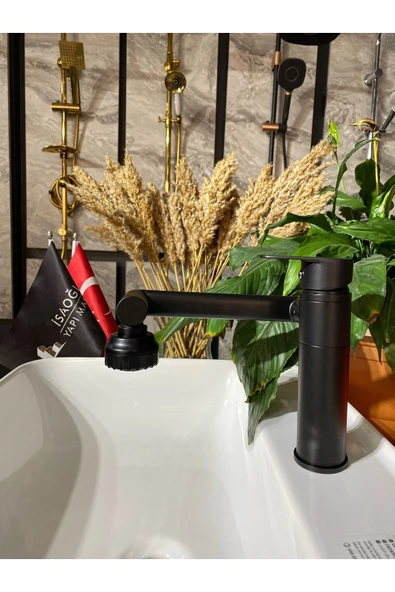 Mat Siyah Robotic Lavabo Bataryası 360 Derece Hareketli Fonksiyonlu - Resim 2