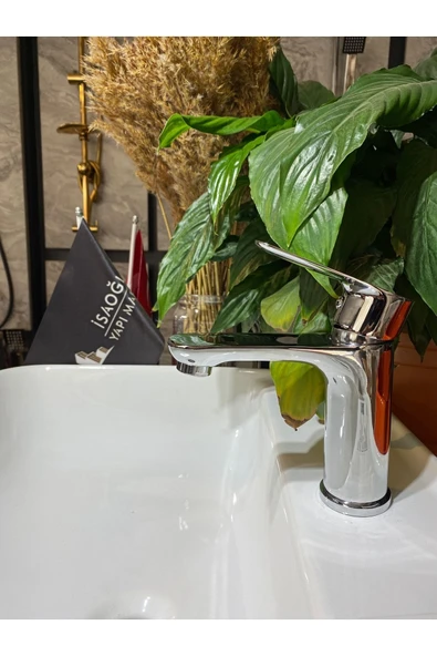 Lavabo Bataryası Gümüş Banyo Lavabo Musluğu Modern Tasarım 5 Yıl Garantili Lavabo Armatür - Resim 2