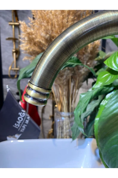 Mat Gold Mutfak Musluğu Antik Gold Evye Bataryası Eskitme Özel Tasarım Armatür - 4