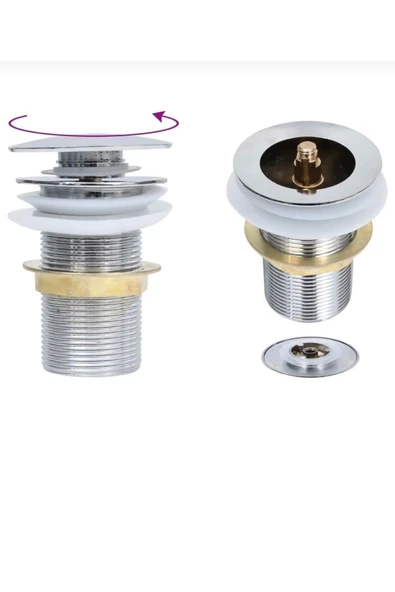 Lavabo Gideri Silver Gümüş Çift Kademe Lavabo Süzgeç Gider - 4