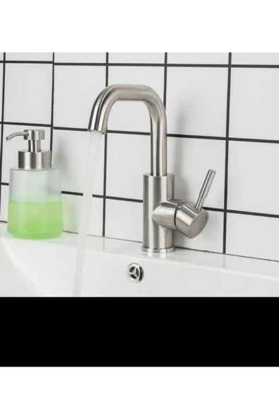 Lavabo Bataryası Mat Krom Lavabo Musluğu Fırçalanmış Mat Krom Nikel Renk ürün görseli