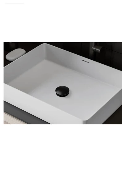 Siyah Lavabo Gideri Mat Siyah Lavabo Süzgeç Bas Bırak Sistem Pirinç Malzeme - Resim 2