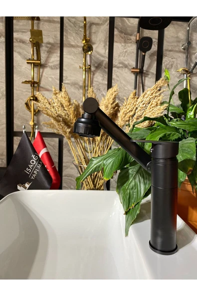 Mat Siyah Robotic Lavabo Bataryası 360 Derece Hareketli Fonksiyonlu ürün görseli